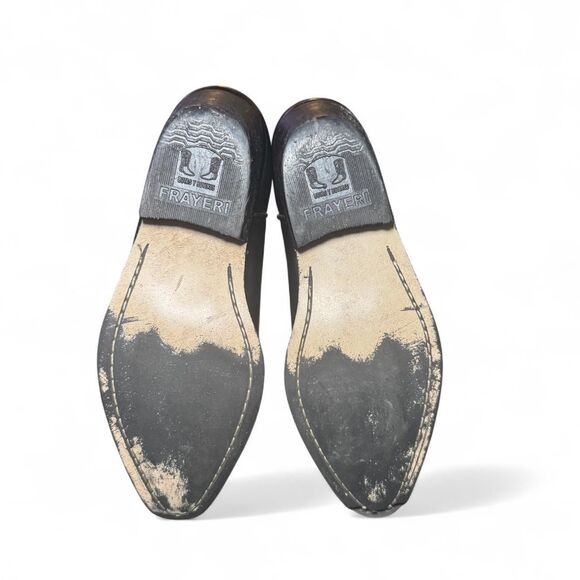 FRAYERI Black Leather Western Cowboy Boots Embroidered No Size See Measurements - Picture 5 of 6